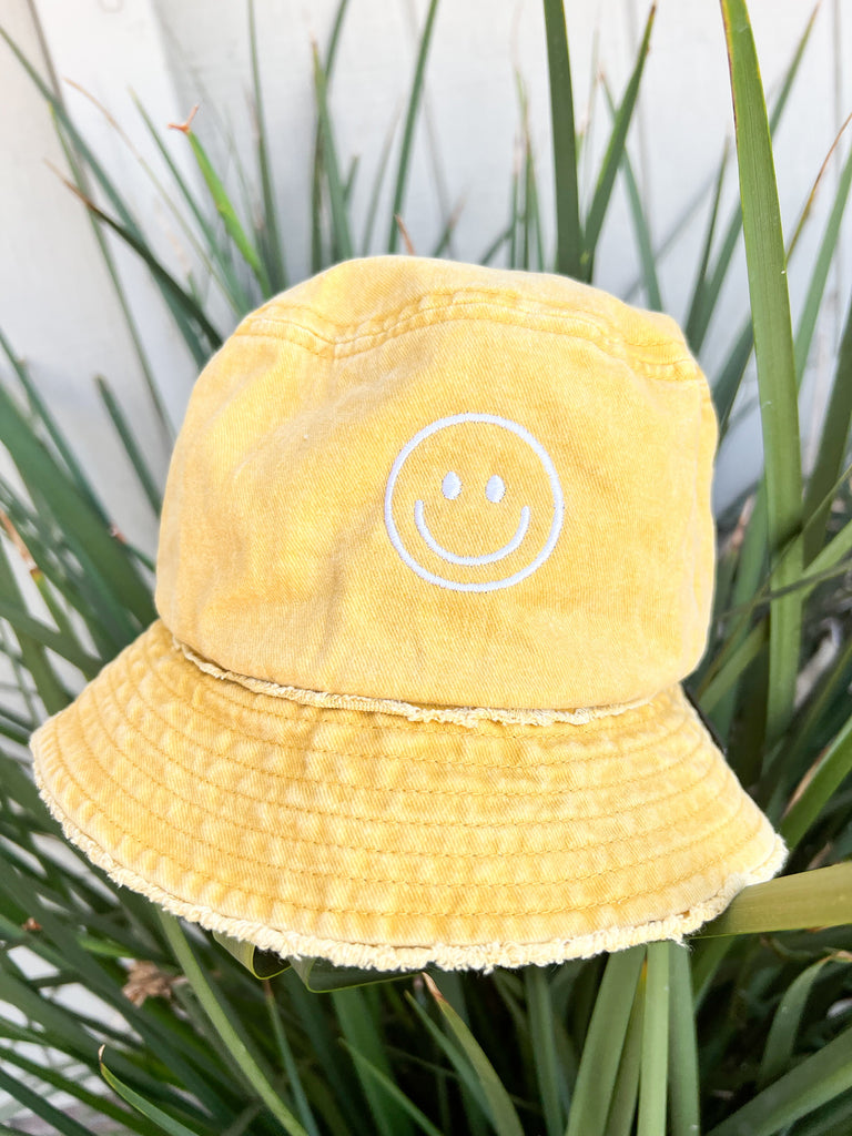 Bucket Hat, Smiley Face, Yellow, Summer hat, Sun hat